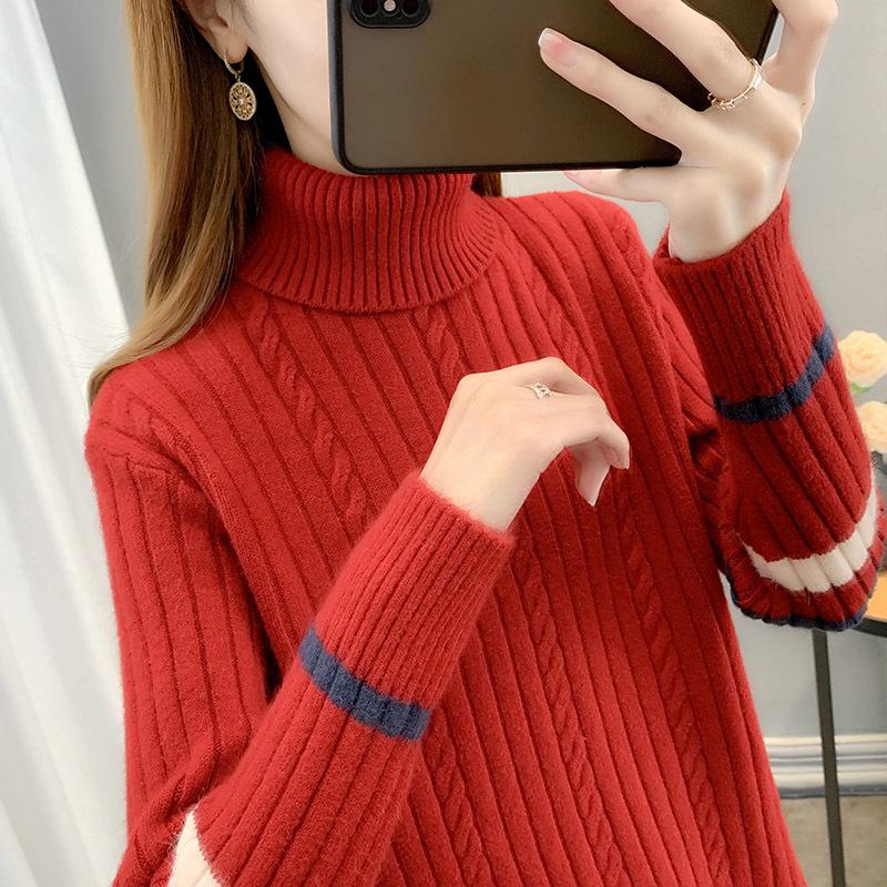 Женский утолщенный свитер с высоким воротником - зимняя теплая нижняя одежда 2024 года и стильный топ
