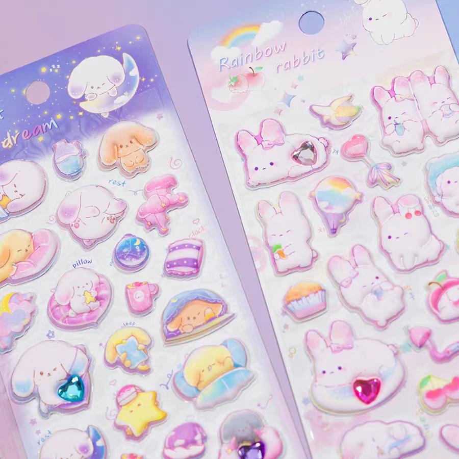 4 шт. Мультяшные животные Мечта Медведь Кролик 3D Пухлая наклейка Скрапбукинг Сделай сам Дневник Канцелярская наклейка Милый декор Школьные принадлежности