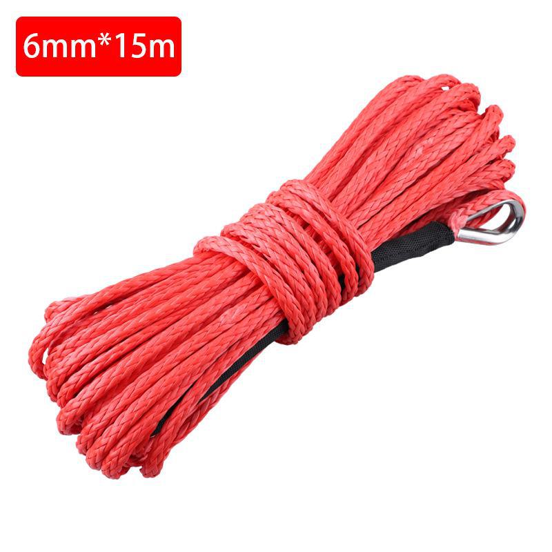 Высокопрочный канат из волокна 7700 фунтов для электрической лебедки, нейлоновый буксировочный ремень 5/6/7 мм x 15 м