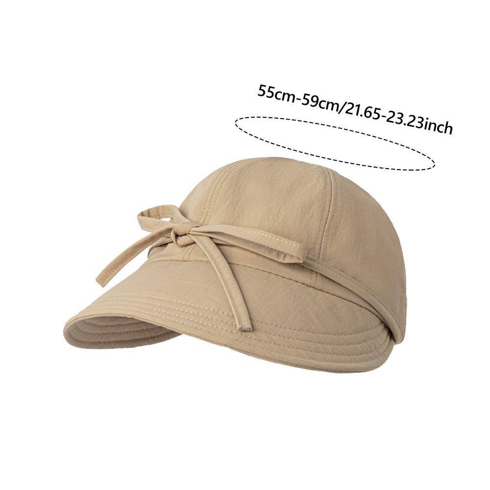 Fashion Lace-up Bucket Hat Wide Brim Quick Drying Duck Tongue Cap Bowknot Fisherman Cap Women Girls Wear