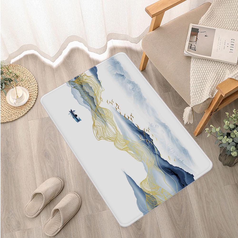 Нескользящий дверной коврик для спальни, спальни, балкона, гостиной, прикроватный ковер, китайский пейзаж, коврик для ванной комнаты