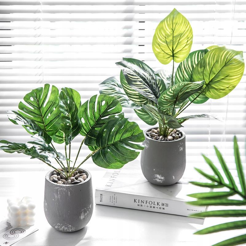 Artificial Plant Flower In A Pot For Home Office Realistic 37Cm Calatea