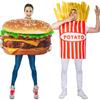 Adult Party Yummy Hamburger Jumpsuit Halloween Fashion Funny Food Mascot Suit Unisex Women Cosplay Hamburger Costume