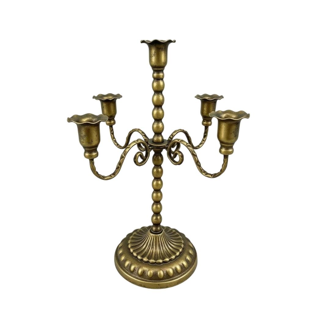 Candlestick Holder with Scrollwork Tabletop Taper Candle Metal Candelabra