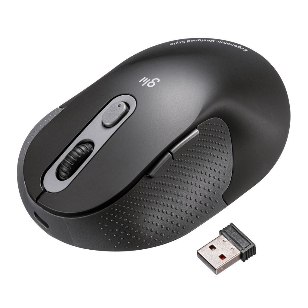 Sanwa Supply Silent Wireless Ergonomic Mouse 45mm (2.4GHz Wireless, Height) MA-EWBS528MBK