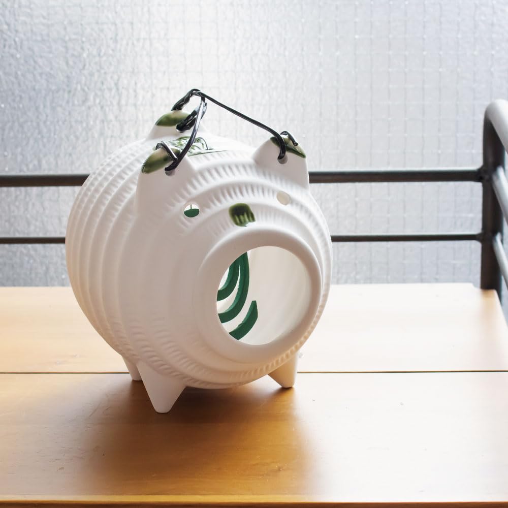 Держатель для спирали от комаров Banko Ware Белый Ширина 14см x Глубина x Высота 16см Держатель для спирали от комаров Сделано в Японии Держатель для спирали от комаров в виде свиньи Керамика &NE 13.5см