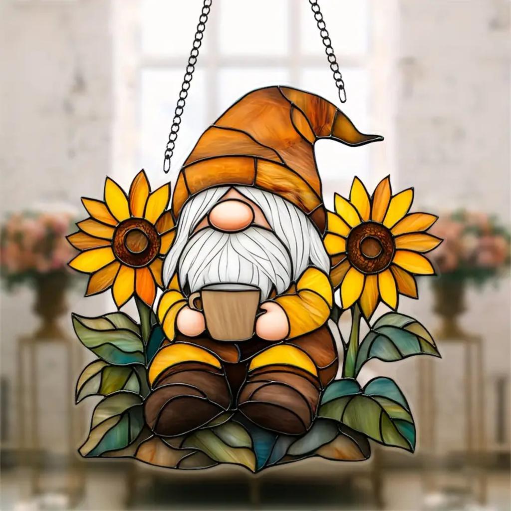 1PcDwarf Sunflower Decorative Pendant Hanging Decoration Hanging Pendant Wind Chime Suncatcher Home Window Ornament Garden Decor