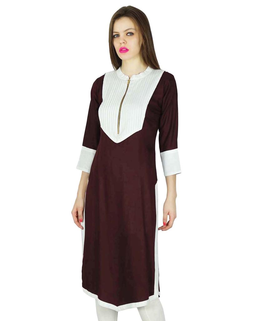 Phagun Дизайнерская индийская искусственная кожа красная однотонная повседневная курта женская курти топ туника