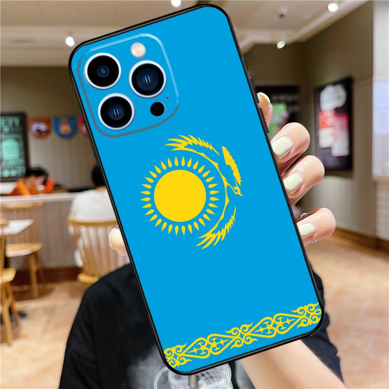 Kazakhstan Flag Case For iPhone 18 17 Pro Max 16 15 14 11 12 13 Mini Plus 16e 17 Air Bumper Cover Accessories