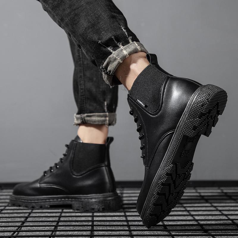 British Style Couple White Boots Comfortable High-Top Ankle Boots Men Leather Boot Lace-Up Flat Women's Cowboy Boots Botas Mujer