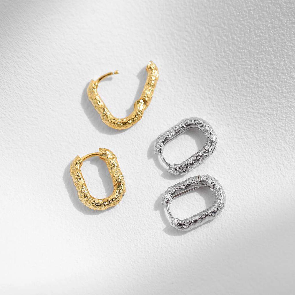 MODIAN 925 Sterling Zilver Prachtige U Vorm Textuur Oorringen Voor Vrouwen Wit Verguld Hypoallergene Fijne Sieraden