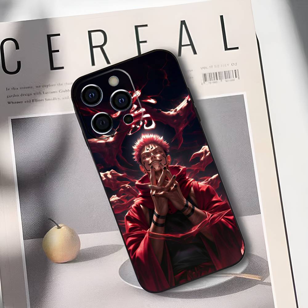 R-Рёмен Сукуна J-Дзюдзюцу К-Кайсен Чехол для телефона Для IPhone 17,16,15,14,13,12,11,Plus,Pro,Max,Plus,XS,мягкий чехол Черный силикон