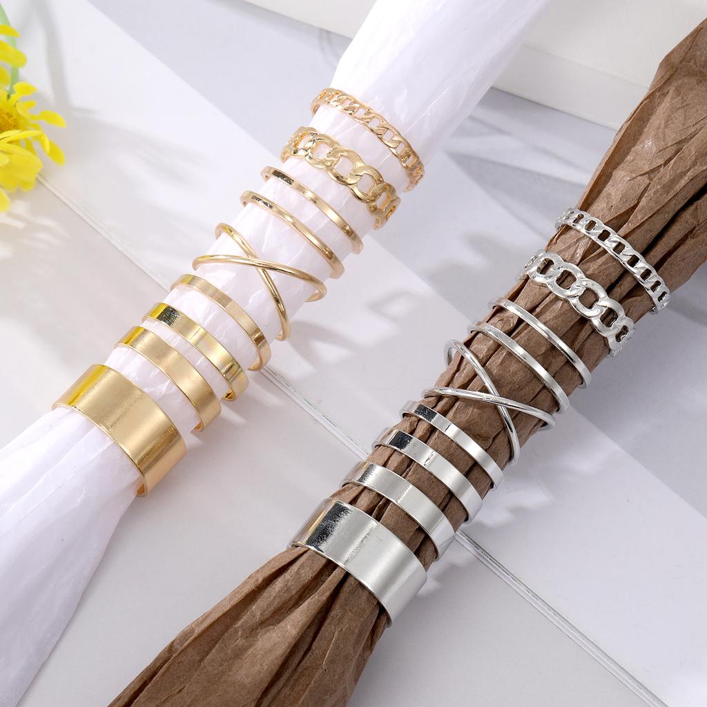 8 шт./компл. простое кольцо с крестом, женские ювелирные изделия, регулирующее кольцо, золотой, серебряный браслет