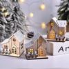 Christmas House Wooden Glowing Decorative Festival Ornamental Table Centerpieces Ornaments Kids Gift Mini Xmas Village Farmhouse Decoration Tabletop