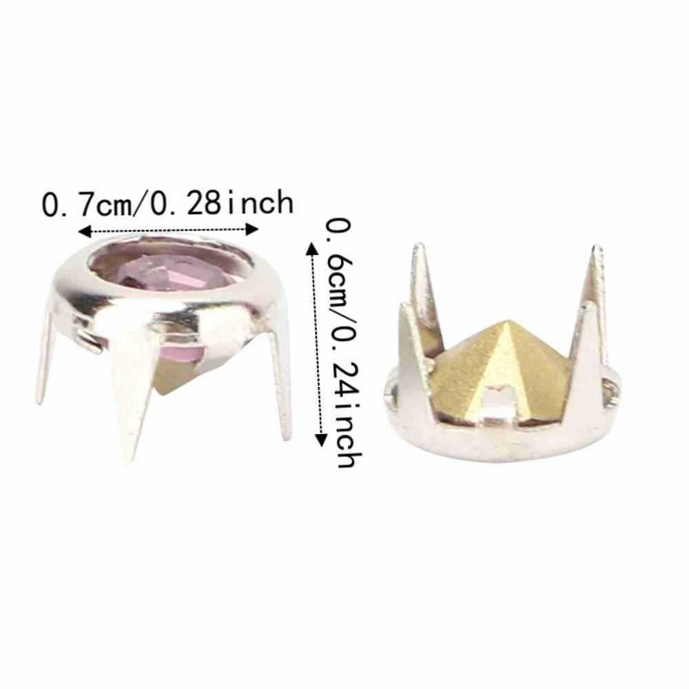 100pcs 7mm Size Decorative Rivets Studs Pointed Bottom Rhinestone Stud Refills For DIY Repair