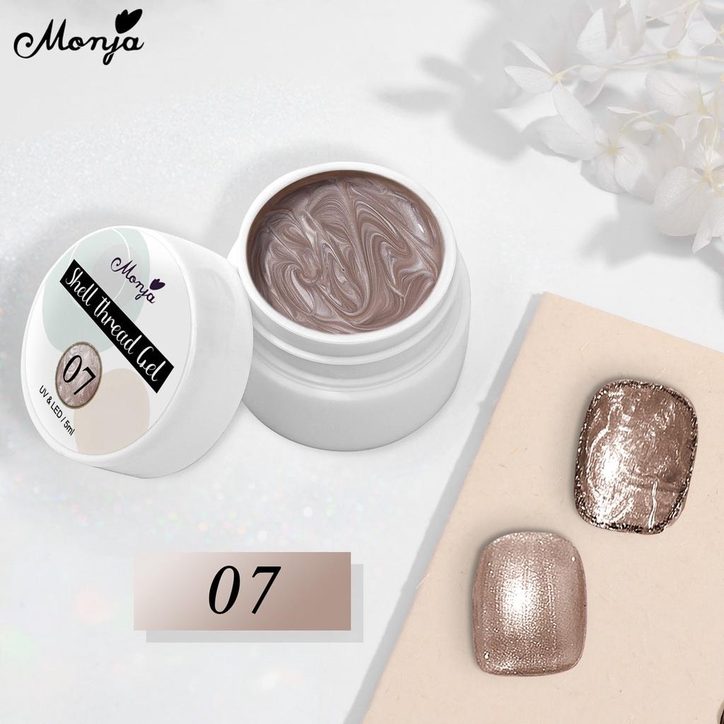 monja Nail Art 5 мл Pearl Shell Spiral Glitter Pearly Semi Permanent Nail UV Gel Varnish DIY Manicure Design Tool 14 Solid Colors