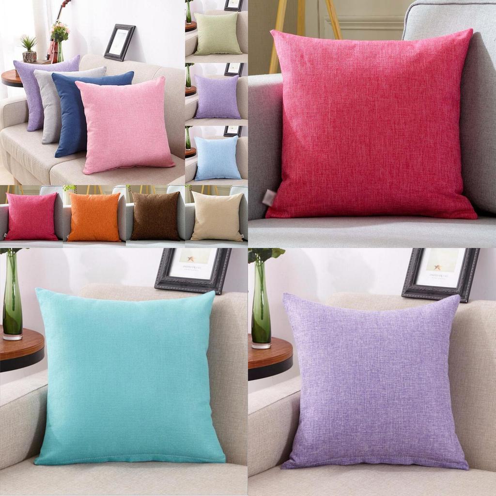 Luxurious Pure Color Cotton Linen Throw Pillow Cover For Home Office Sofa Decor