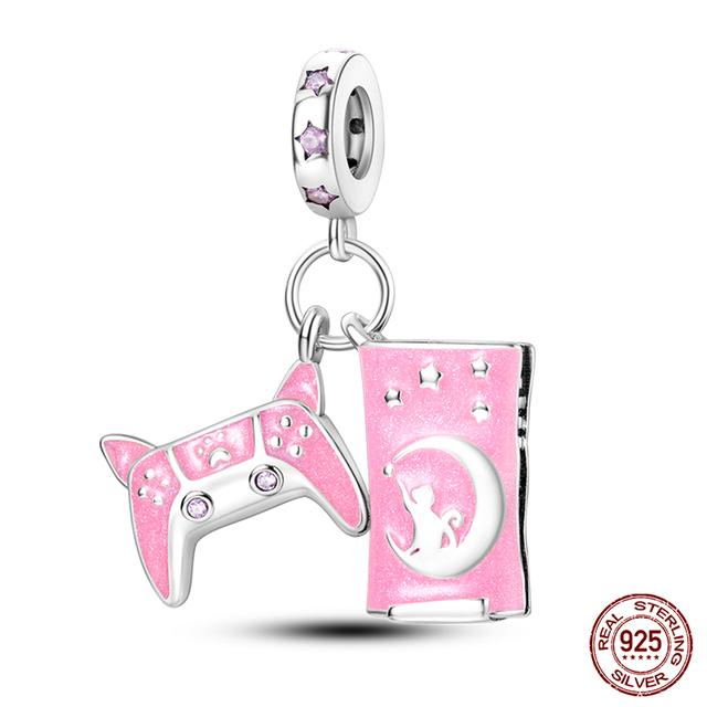 Стерлингового серебра 925 пробы, белый прозрачный циркон, сверкающие модные бусины-клипсы, подходящие для браслетов, ювелирных изделий