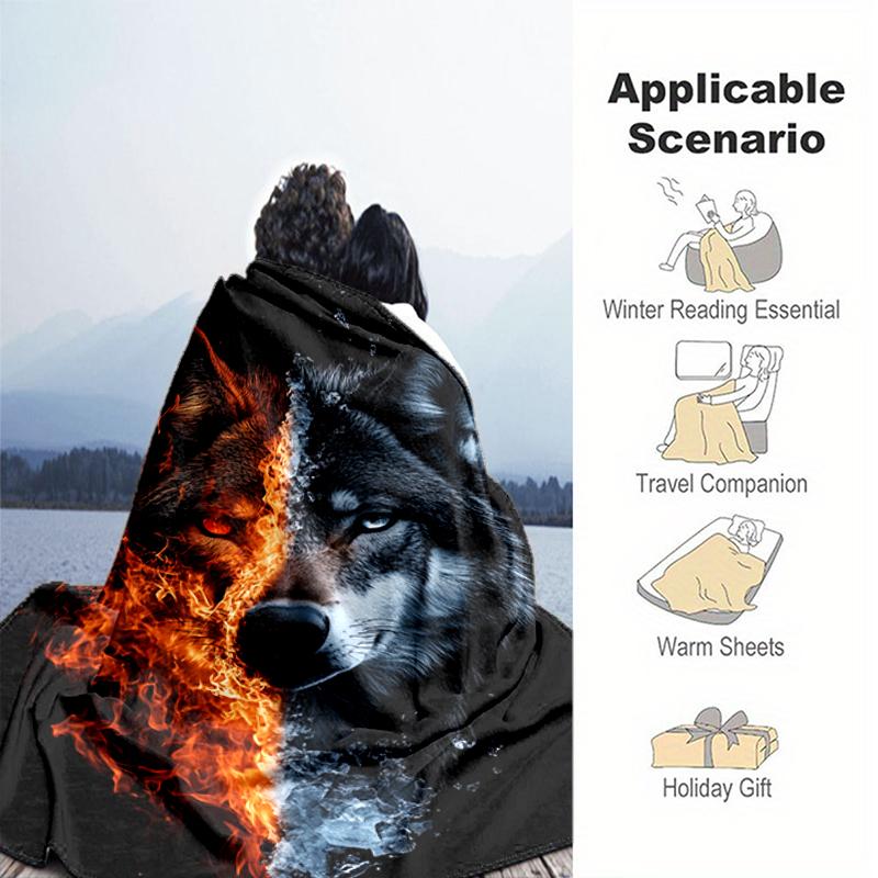 1PC Wolf Elements printed blanket, all season lightweight home office outdoor nap multifunctional blanket A9