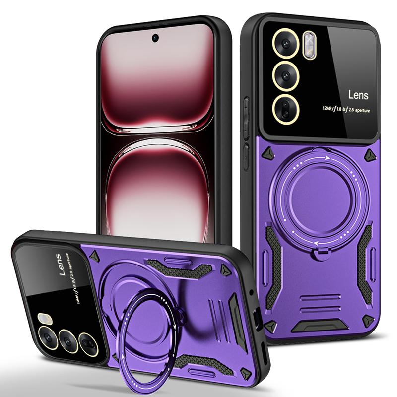 Luxury Armor Shockproof Magnetic Ring For Magsafe Case For OPPO Reno 12 Pro Reno12 With Holder Stand Cover For Reno12Pro