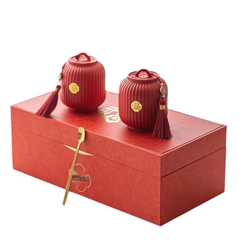 Red Lantern Ceramic Tea Canister (Pair)