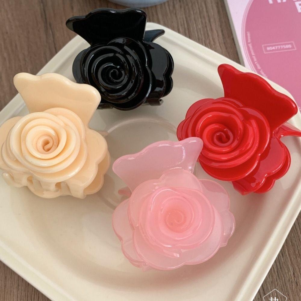 Cute Hairpin Rose Hair Claw Acetic Acid Small Shark Clip Creative Flower Hair Clip Female