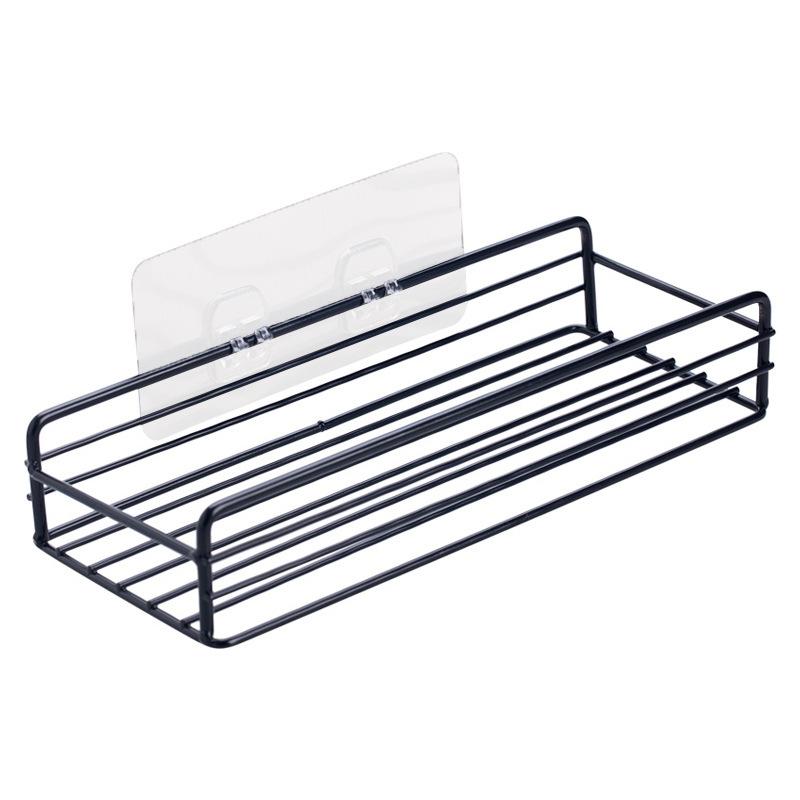 Кованая полка для хранения в ванной комнате, настенная полка для хранения геля для душа, квадратная полка с бесшовной отделкой без перфорации, полка для хранения