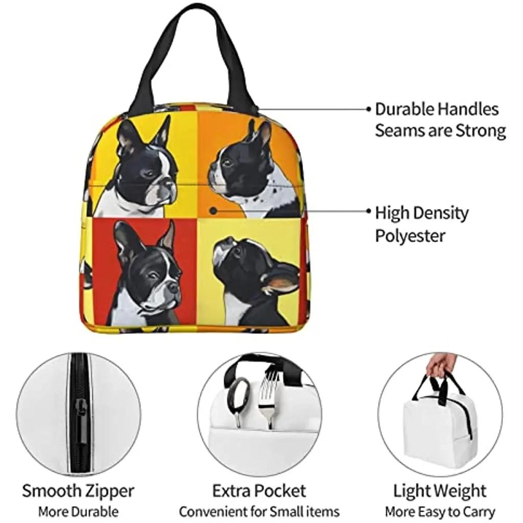 Милый мопс, переносная фольгированная уплотненная изоляционная сумка для обеда, сумка для обеда для женщин, мужчин, детей, многоразовые ланч-боксы для школы, работы, путешествий