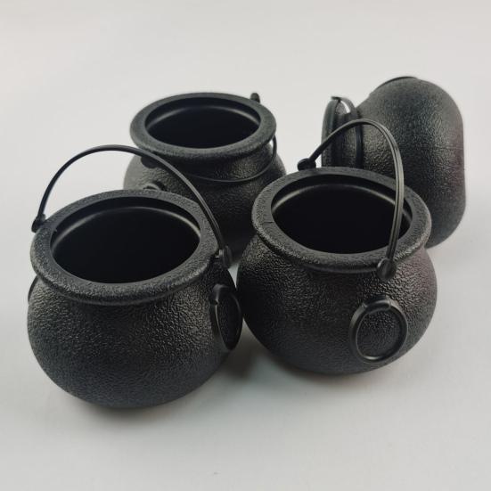 12 шт. ведерок для конфет на Хэллоуин, черный пластиковый котел для ведьмы, чайник, держатель для подарков на Хэллоуин для вечеринок, украшения для домашнего праздника