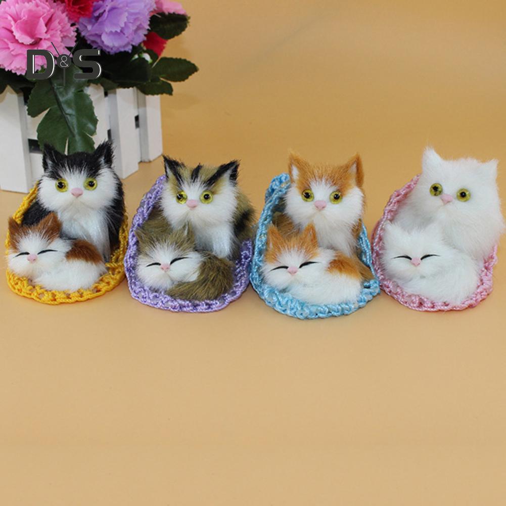 Mom&Me Cat Slippers Plush Kids Toy Simulation Animal Ornament Craft Xmas Gift