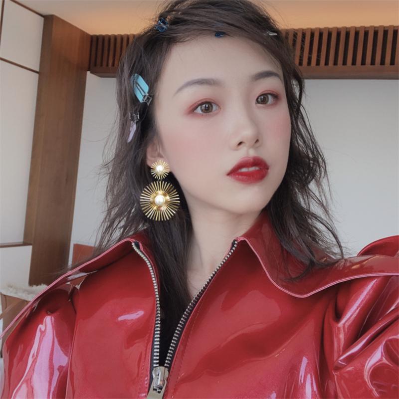 Преувеличенный новый модный темперамент круглые висячие серьги для женщин и девушек подарочные ювелирные изделия оптом