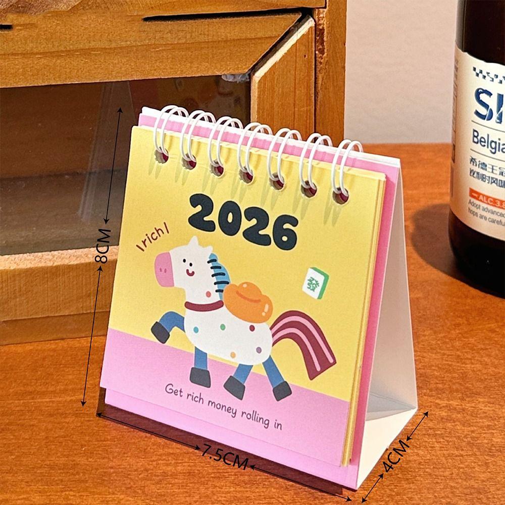 Simple Mini 2026 Desk Calendar Fruit Shape Cartoon Desktop Calendar Coil Binding Portable Daily Planner Gifts