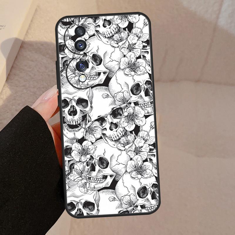 Готический Цветочный Череп Чехол Для Honor Magic 5 Lite Pro 50 70 90 8X 9X X6 X7 X8 X9 Honor X6a X7a X8a X9a X9b Чехол