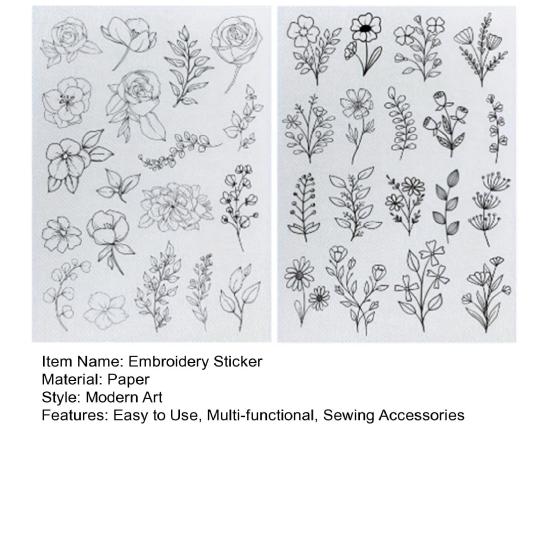Yousheng 2 листа водорастворимого стабилизатора для вышивки DIY Stick Stitch бумага для вышивки с предварительно напечатанными цветами, листьями, животными, узорами, подарок для влюбленных