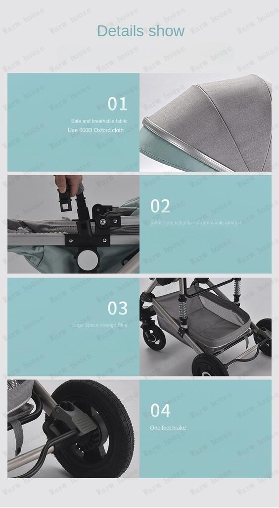 Многофункциональная детская коляска с автокреслом, детская коляска «три в одном» с высоким обзором, складная, двухсторонняя, регулируемые подлокотники