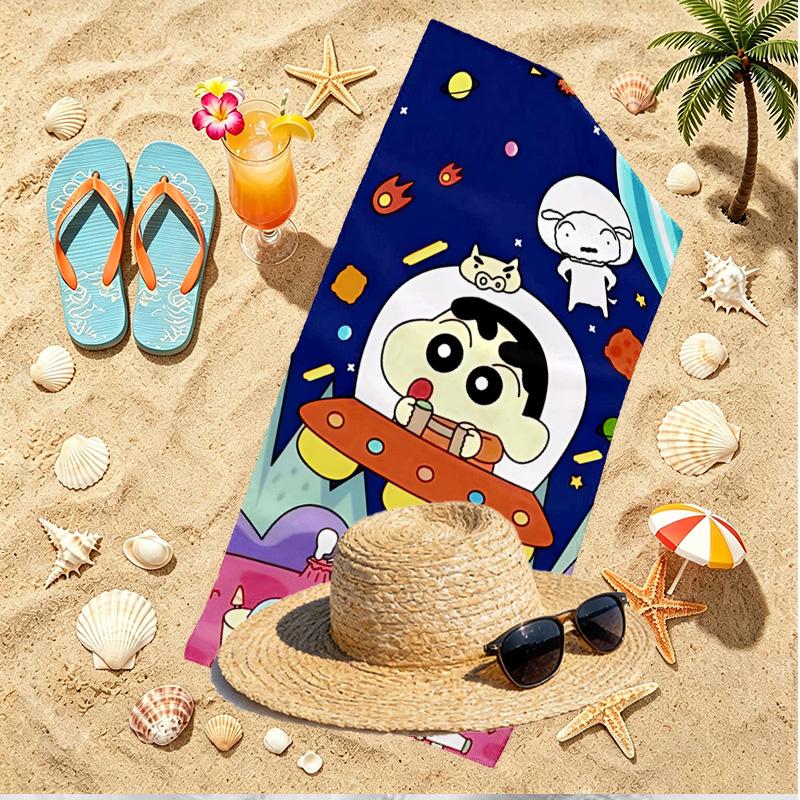 Crayon Shin Print Beach Towel, Versatile Lightweight Absorbent Beach Towel for Pool Surf Yoga Bathroom, Perfect Birthday Holiday Gift