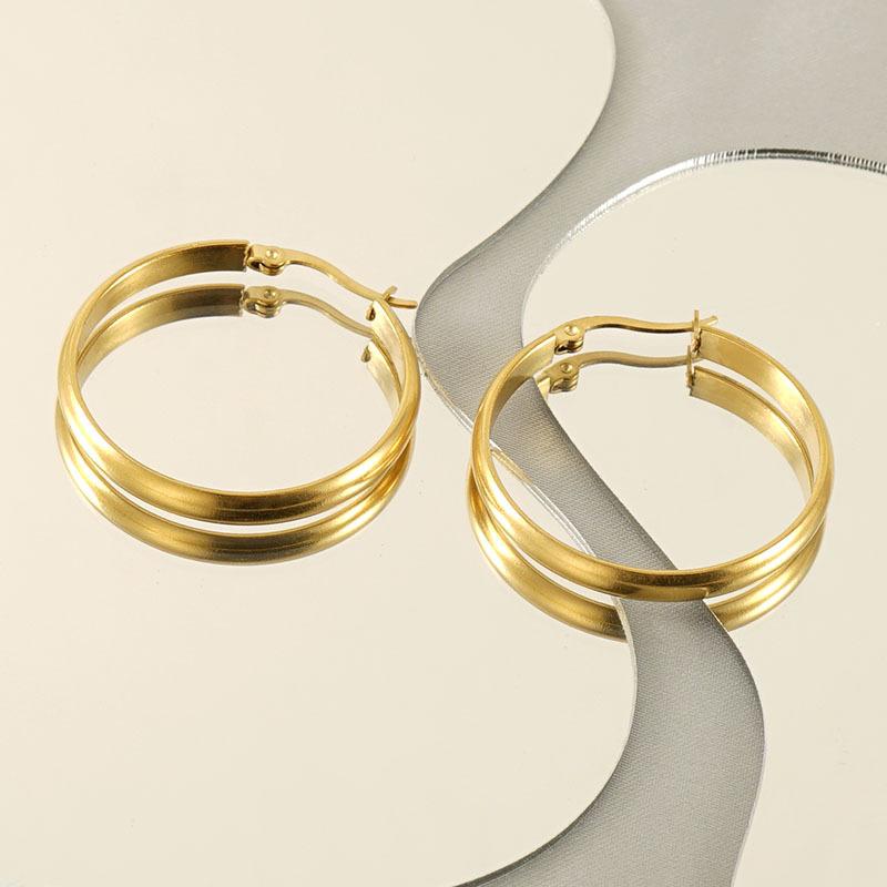 Серьги из нержавеющей стали 18 карат, женские, простые, нишевые, с пряжкой, из золота, титана, стали, универсальные серьги