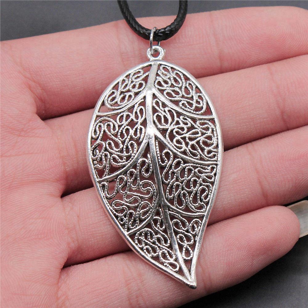 Креативное кожаное ожерелье-цепочка с металлическим кулоном в виде листа и цветка для женщин - Идеально для Дня святого Валентина