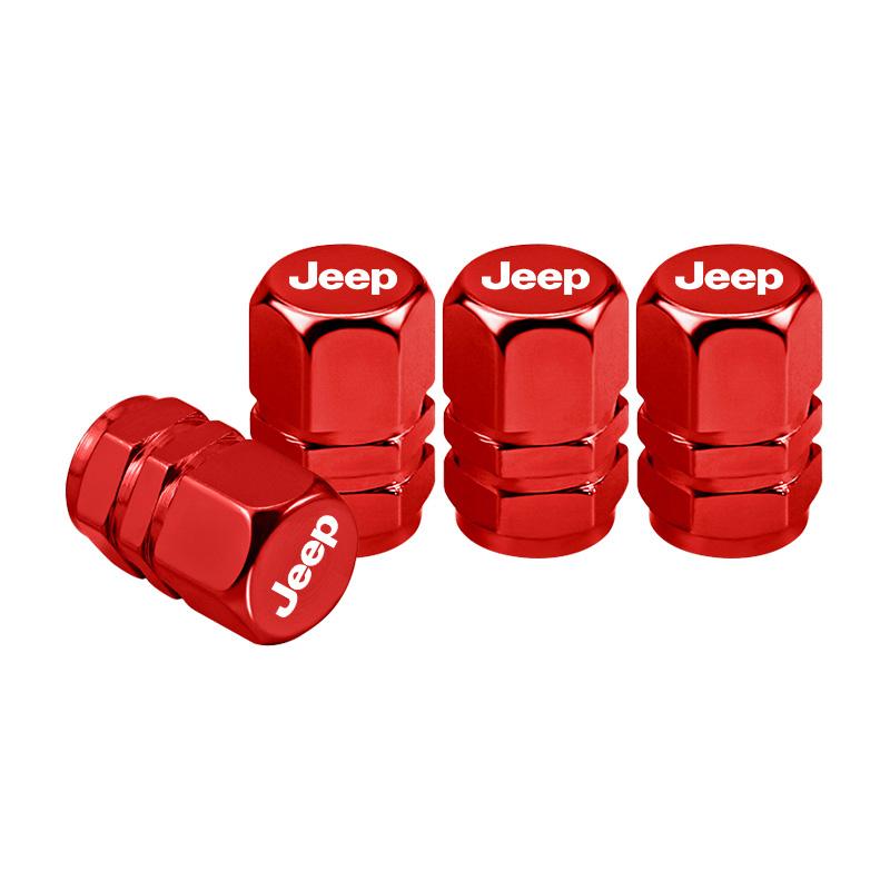 For Jeep 4Pcs Aluminum Alloy Car Tire Valve Cap Dust Cover Accessories For Jeep Grand Cherokee Wrangler JK Gladiator Compass
