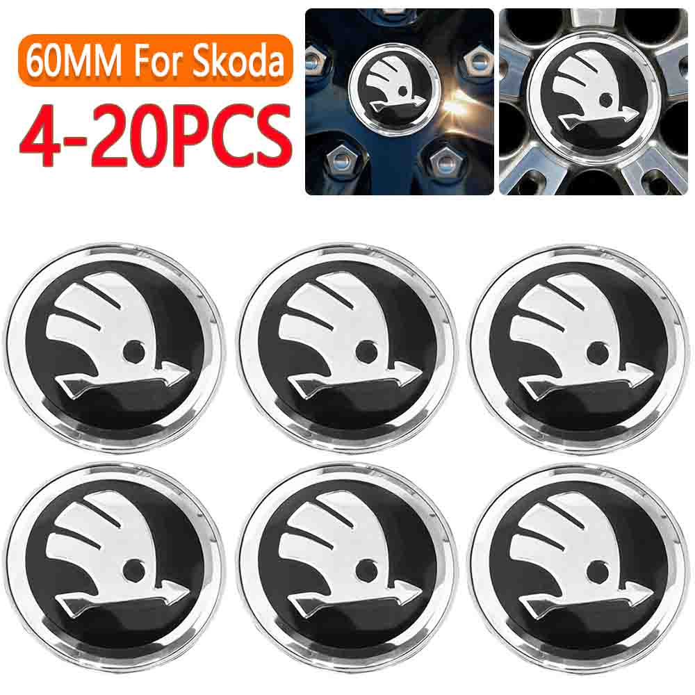 rtocy3 1-5Sets Genuine Wheel Centre Cap Black 60MM Hub Cover for Skoda Octavia Fabia High Quality Durable Protection Easy Installation