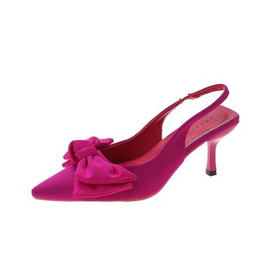 Сексуальные туфли-лодочки с бантиком для женщин, элегантные босоножки на высоком каблуке с острым носком, стилет с ремешком на щиколотке