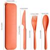 Wheat Straw Reusable Cutlery Set Multifunctional Utensil Kit with Knife Fork Spoon Storage Case for Home Outdoor Office Use