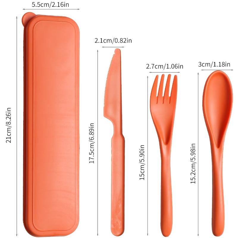 Wheat Straw Reusable Cutlery Set Multifunctional Utensil Kit with Knife Fork Spoon Storage Case for Home Outdoor Office Use