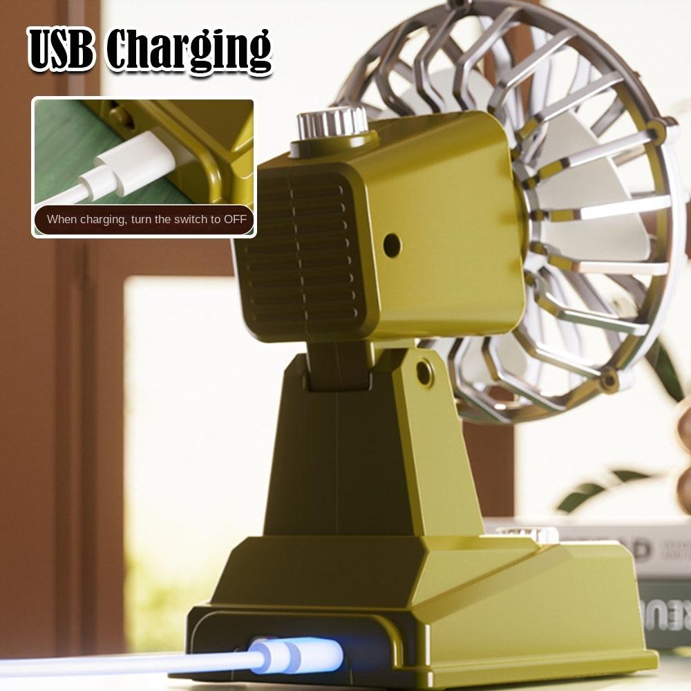 Portable Desktop Fan 2-speed Adjustable Wind Speed Camping Fan Retro Mini Fan Summer