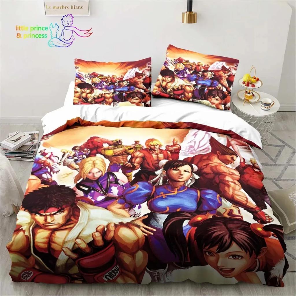 Street Fighter Printed 3D Bedding Set Duvet Cover Pillowcases Single Twin Full Queen King Size Home Decor Pillowcase Boys Gift
