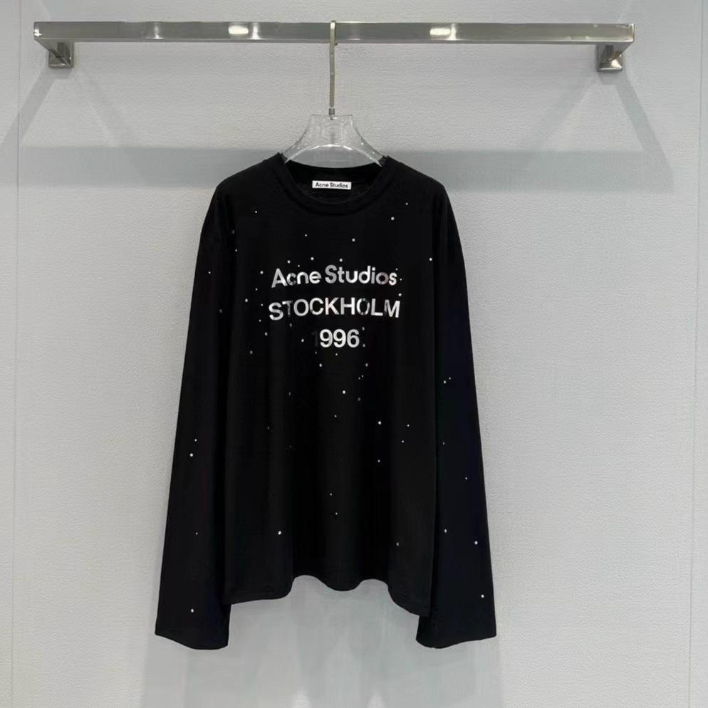 Женская футболка с длинным рукавом 1996 года с зеркальным принтом и стразами