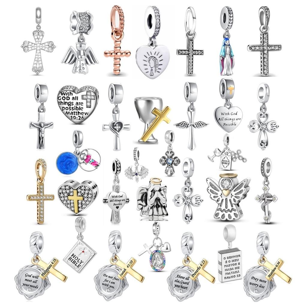 Новый Медный Крест Иисуса Святая Библия Подвеска Шармы Бусины Подходят для Оригинального Браслета Сделай Сам 3мм-5мм Женский Подарок
