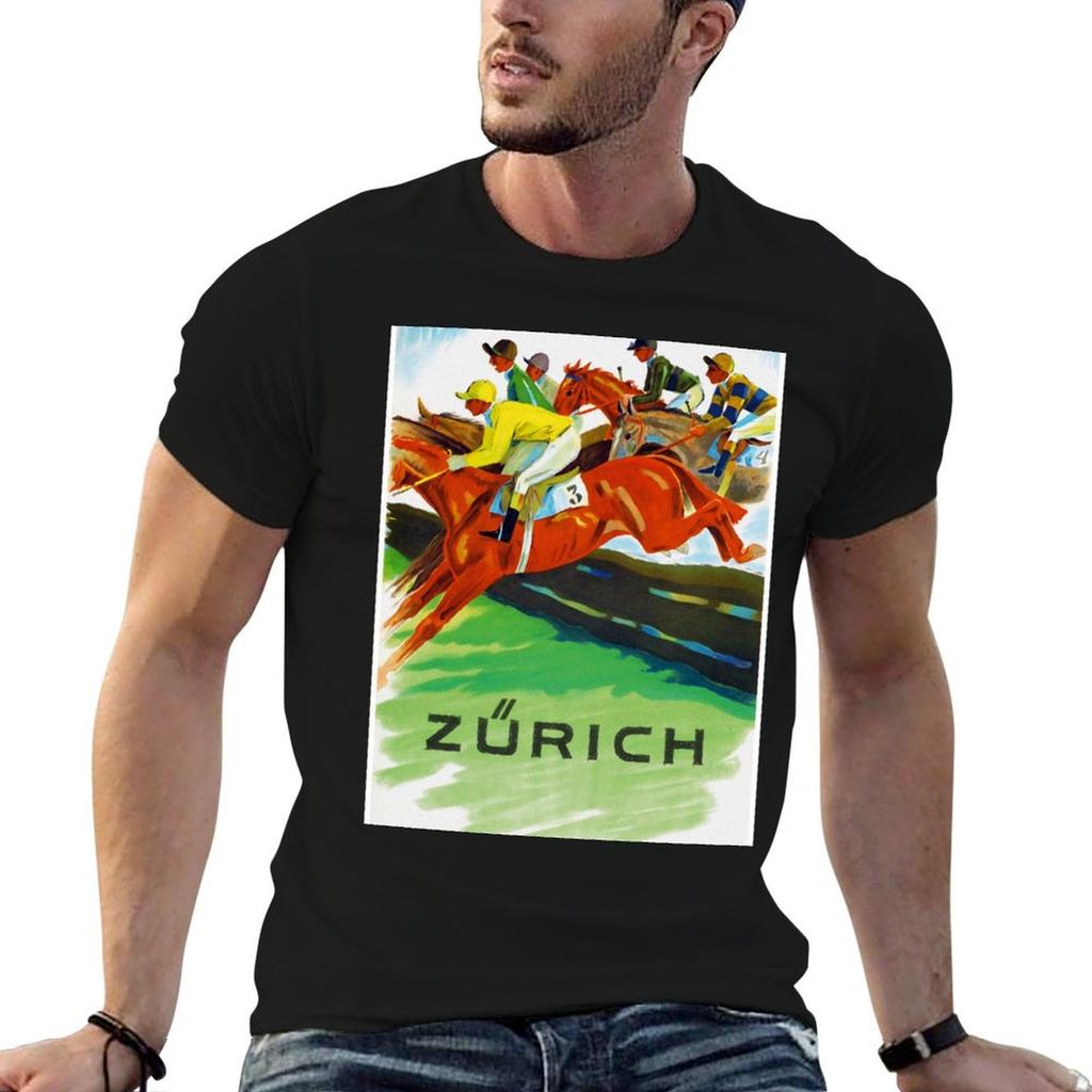 Vintage Swiss horse racing sport advert Switzerland TShirt Trend Art Print TShirt