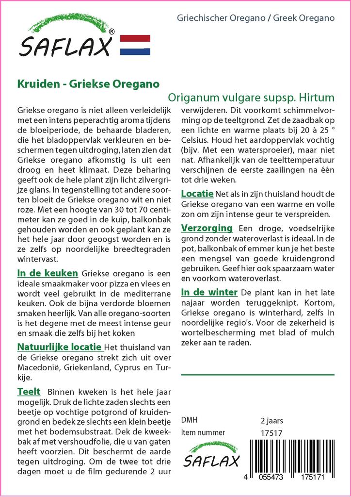 SAFLAX Garden in the Bag - Орегано греческий - 600 семян - С субстратом в подходящем пакете - Origanum vulgare