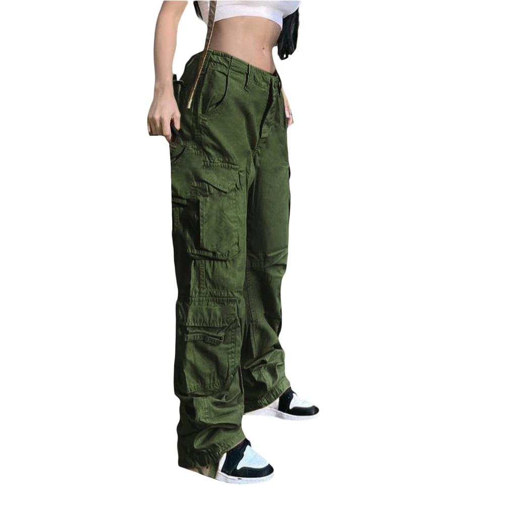 Women's Low Waist Cargo Jeans Straight Wide Leg Baggy Denim Trousers Vintage Jeans ‘90s Streetwear